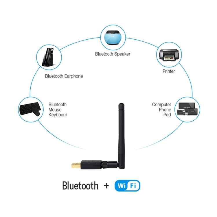EDUP EP-AC1661 2 in 1 Bluetooth 4.2 + Dual Band 11AC 600Mbps High Speed Wireless USB Adapter WiFi Receiver, EP-AC1661 600Mbps