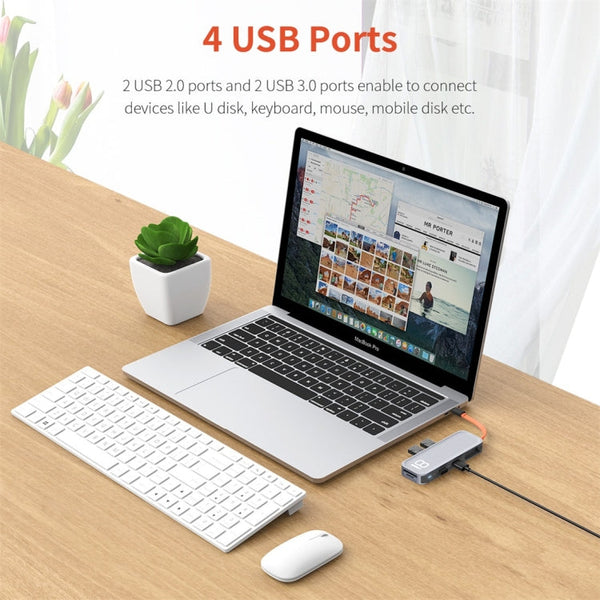 ROCK TR03 8 In 1 Type-C / USB-C to HDMI Multifunctional Extension HUB Adapter