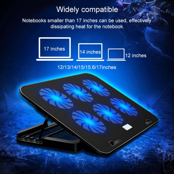 ICE COOREL Notebook Computer Base Silent Six-fan Cooling Holder Heat Sink, Style: Ordinary, Style: Ordinary