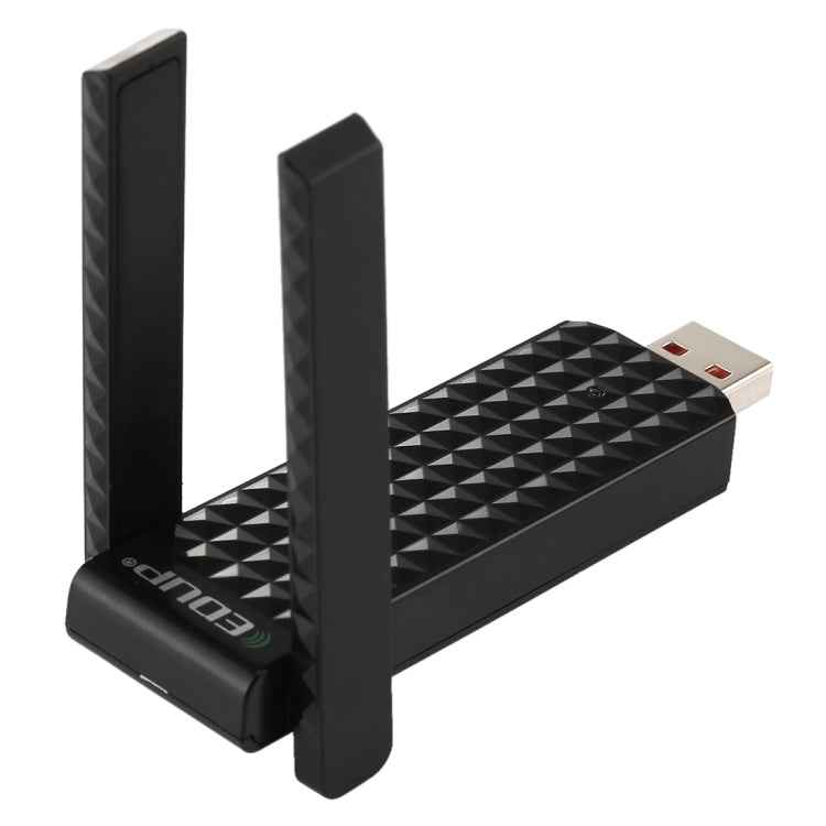 EDUP EP-AC1625 600Mbps 2.4G / 5.8GHz Dual Band Wireless 11AC USB 2.0 Adapter Network Card with 2 Antennas for Laptop / PC(Black)