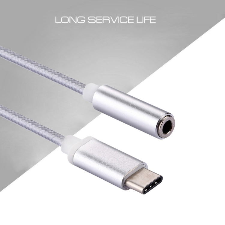 USB-C / Type-C Male to 3.5mm Female Weave Texture Audio Adapter, Length: about 10cm