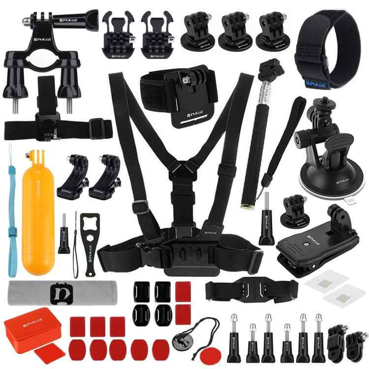 PULUZ 53 in 1 Accessories Combo Kit (Chest Strap, Suction Cup, Monopod, Mounts) for GoPro & Action Cameras