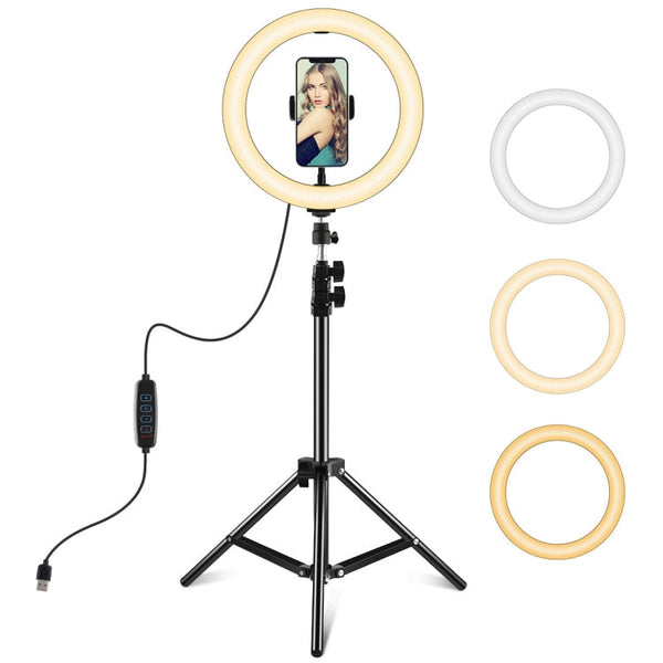 PULUZ 10.2 inch 26cm LED Ring Light  + 1.1m Tripod Mount Selfie Beauty Vlogging Video Light  Live Broadcast Kits