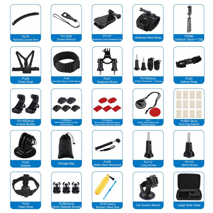 PULUZ 50 in 1 Accessories Total Ultimate Combo Kits