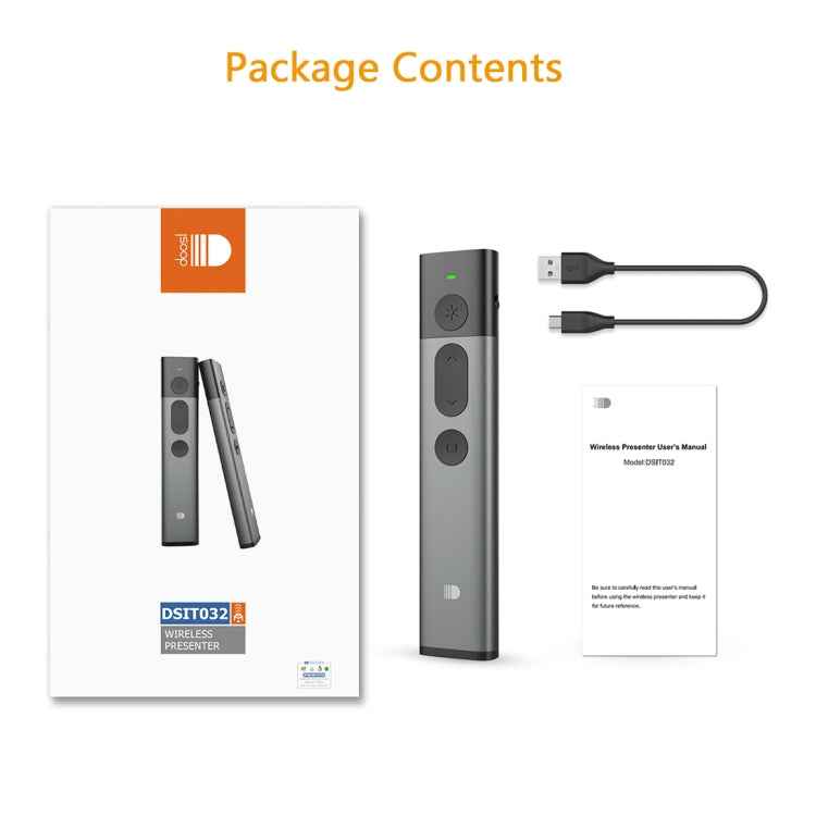 Doosl DSIT032 2.4GHz Wireless Presenter PowerPoint Clicker Representation Remote Control Green Laser Pointer, Control Distance: 100m