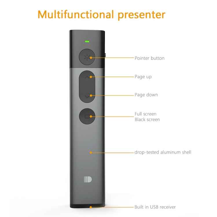 Doosl DSIT032 2.4GHz Wireless Presenter PowerPoint Clicker Representation Remote Control Green Laser Pointer, Control Distance: 100m