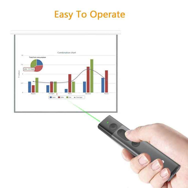 Doosl DSIT032 2.4GHz Wireless Presenter PowerPoint Clicker Representation Remote Control Green Laser Pointer, Control Distance: 100m