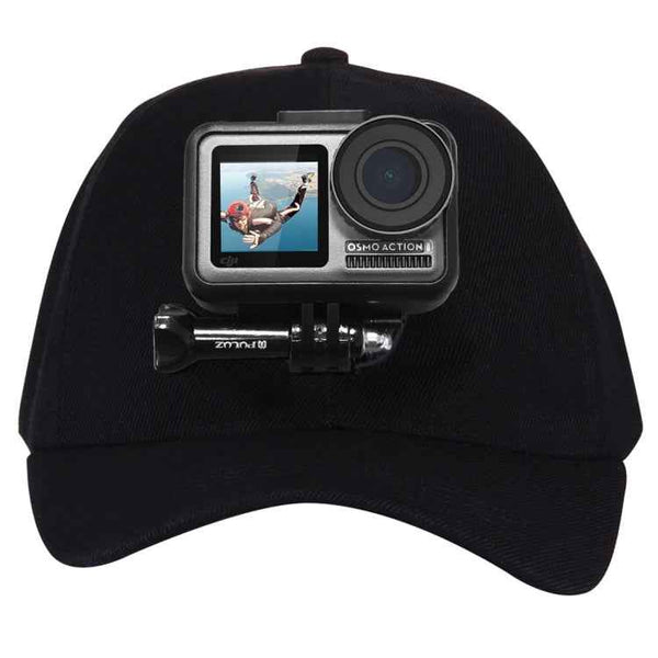 PULUZ Baseball Hat with J-Hook Buckle Mount & Screw for GoPro, DJI OSMO Action and Other Action Cameras(Black)