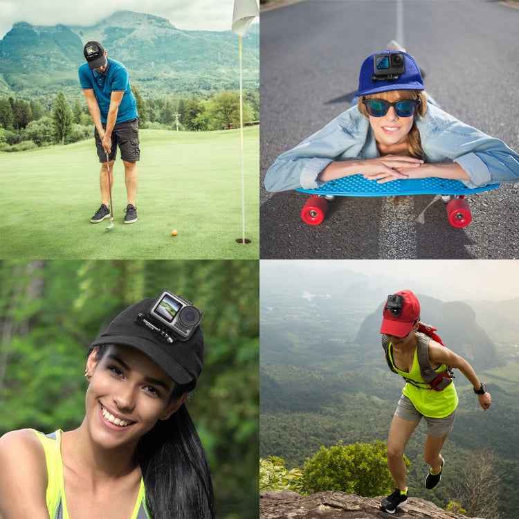 PULUZ Baseball Hat with J-Hook Buckle Mount & Screw for GoPro, DJI OSMO Action and Other Action Cameras(Black)