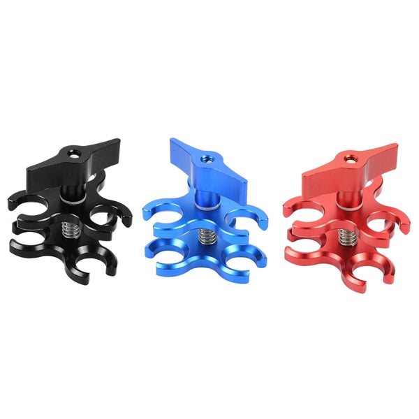 PULUZ Triple Ball Clamp Open Hole Diving Camera Bracket CNC Aluminum Spring Flashlight Clamp for Diving Underwater Photography System