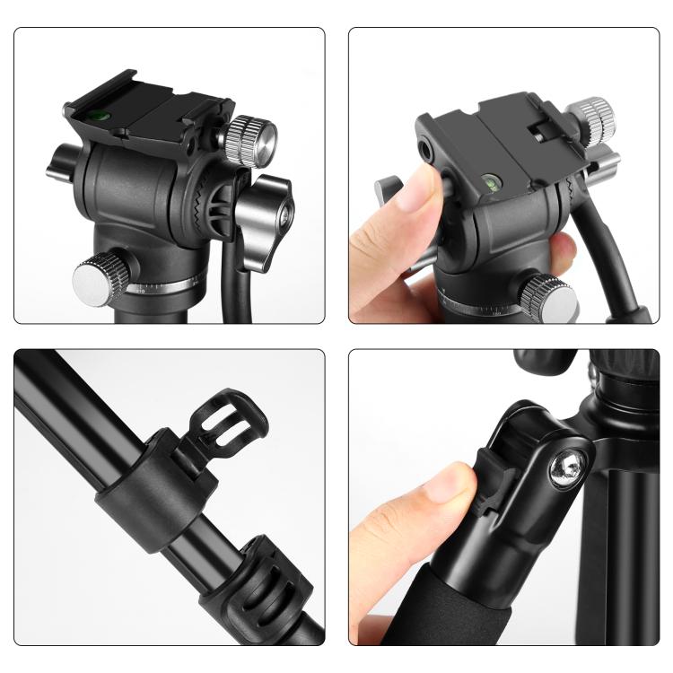 PULUZ 1.6m Reverse-Folding Professional Video Tripod with Fluid Drag Head