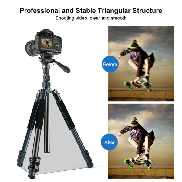PULUZ 1.6m Reverse-Folding Professional Video Tripod with Fluid Drag Head
