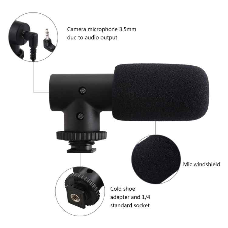 PULUZ 3.5mm Audio Stereo Recording Vlogging Professional Interview Microphone for DSLR & DV Camcorder, Smartphones
