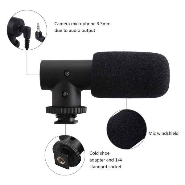 PULUZ 3.5mm Audio Stereo Recording Vlogging Professional Interview Microphone for DSLR & DV Camcorder, Smartphones