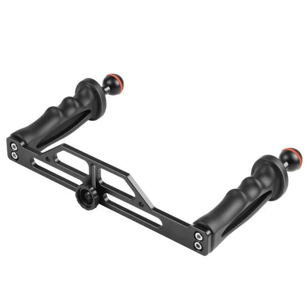PULUZ Dual Handles Aluminium Alloy Tray Stabilizer for Underwater Camera Housings(Black)