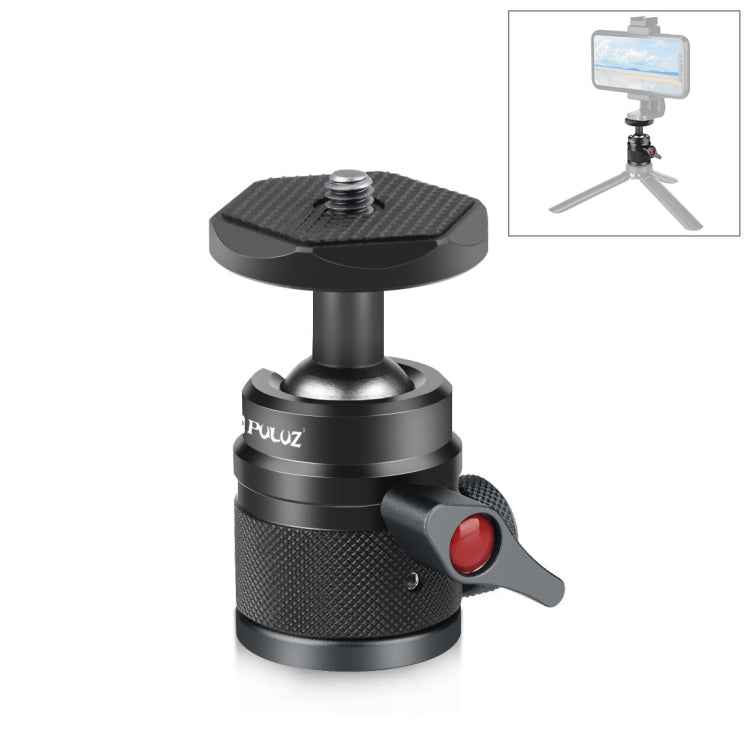 PULUZ 360 Panorama Aluminum Alloy Tripod Ball Head Adapter with Knob Lock(Black)