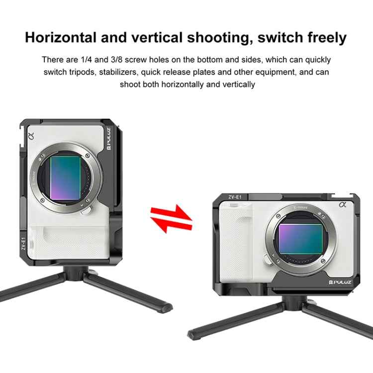For Sony ZV-E1 PULUZ Aluminum Alloy Camera Cage Stabilizer (Black)