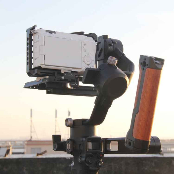 For Sony ZV-E1 PULUZ Wood Handle Metal Camera Cage Stabilizer Rig