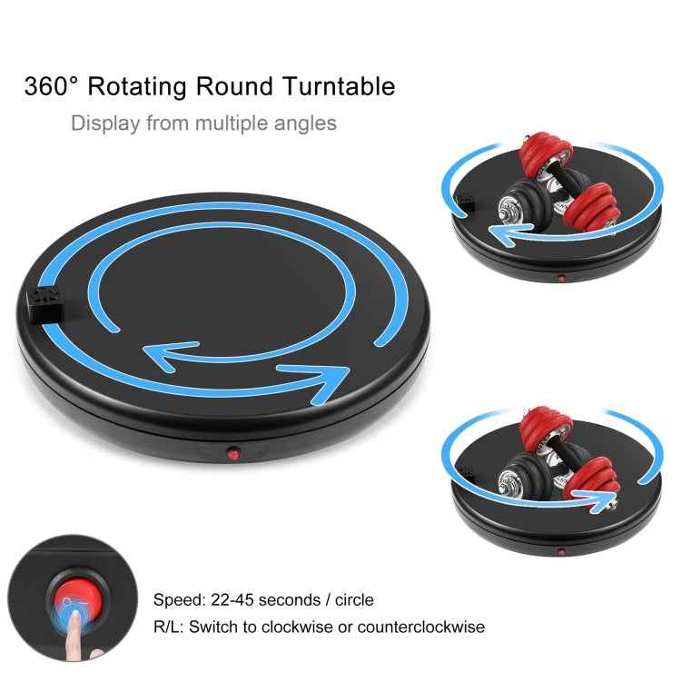 PULUZ 45cm Remote Control Adjusting Speed Rotating Turntable Display Stand with Power Socket, Black, Load 100kg(EU Plug)