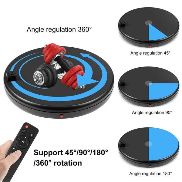 PULUZ 45cm Remote Control Adjusting Speed Rotating Turntable Display Stand with Power Socket, Black, Load 100kg(EU Plug)