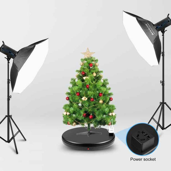 PULUZ 45cm Remote Control Adjusting Speed Rotating Turntable Display Stand with Power Socket, Black, Load 100kg(EU Plug)
