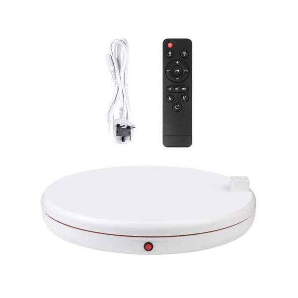PULUZ 45cm Remote Control Adjusting Speed Rotating Turntable Display Stand with Power Socket, White, Load 100kg(UK Plug)