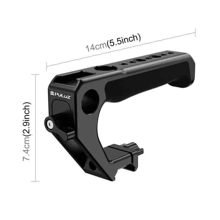 PULUZ Double-thread Metal Quick Release Top Handle with Cold Shoe for Camera Cage Stabilizer (Black)