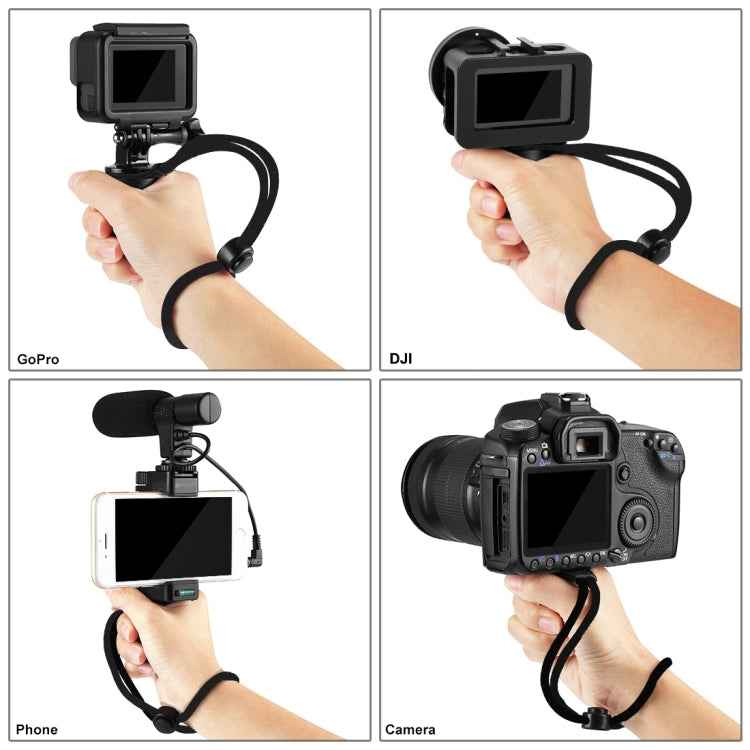 PULUZ Vlogging Live Broadcast Handheld Grip Selfie Rig Stabilizer ABS Tripod Adapter Mount with Cold Shoe Base & Wrist Strap
