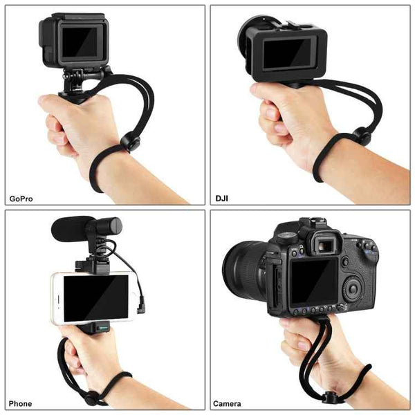 PULUZ Vlogging Live Broadcast Handheld Grip Selfie Rig Stabilizer ABS Tripod Adapter Mount with Cold Shoe Base & Wrist Strap