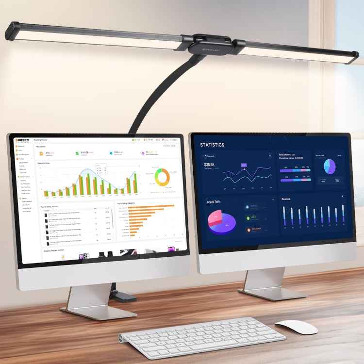 PULUZ Gooseneck Tube LED Fill Light Double Head Clip Desk Lamp (Black)