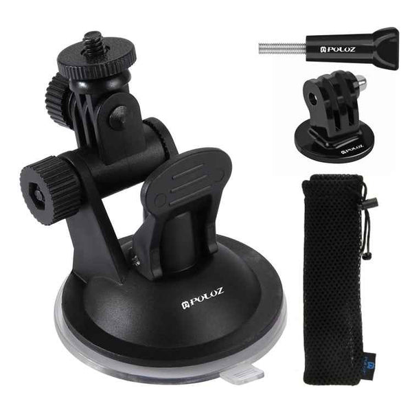 PULUZ Car Suction Cup Mount with Tripod Adapter & Storage Bag for GoPro & Action Cameras