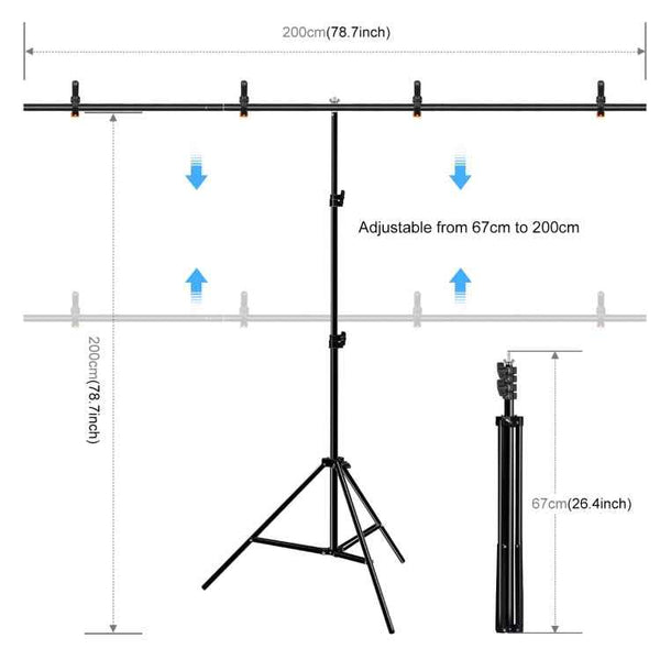 PULUZ 2x2m T-Shape Photo Studio Background Support Stand Backdrop Crossbar Bracket Kit with Clips(Green)