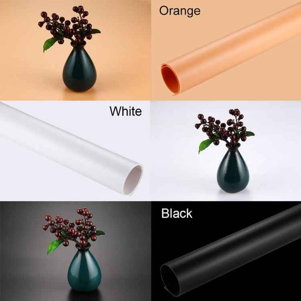 PULUZ Photography Background PVC Paper Kits for Studio Tent Box, Size: 156cm x 80cm, Backdrop 80cm(White), Backdrop 80cm(Orange)