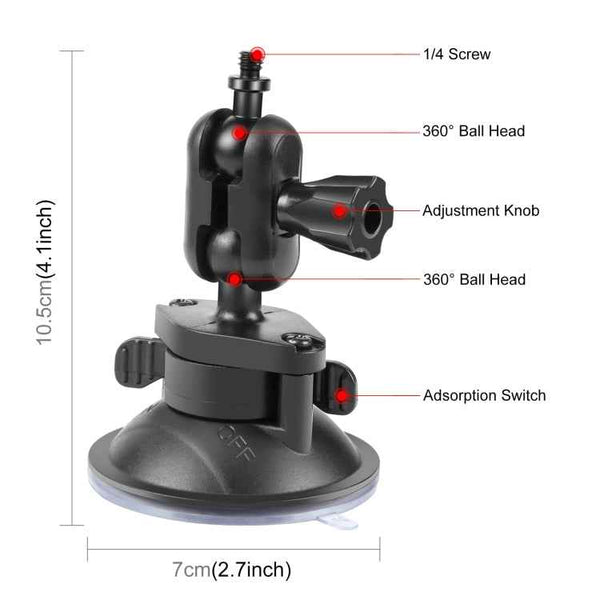 PULUZ 1/4 inch Magic Arm Suction Cup Mount, 1/4 inch Suction Cup Mount