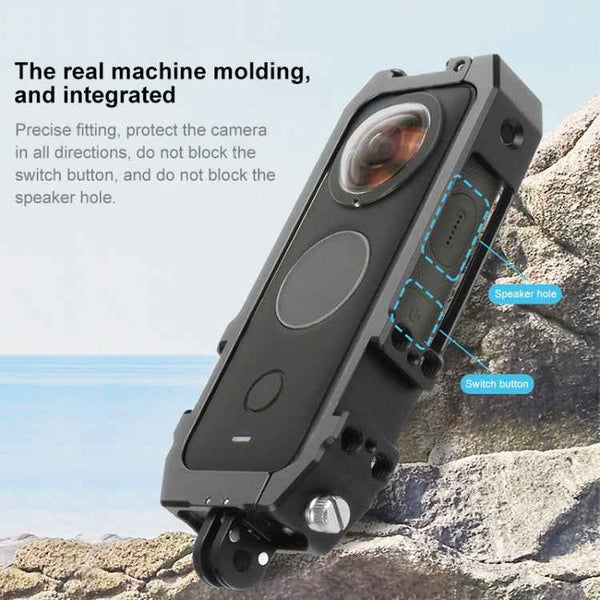 PULUZ Protective Cage Rig Housing Frame with Cold Shoe Mounts & Magnetic Folding Tripod Adapter for Insta360 ONE X2, Cage For Insta360 ONE X2