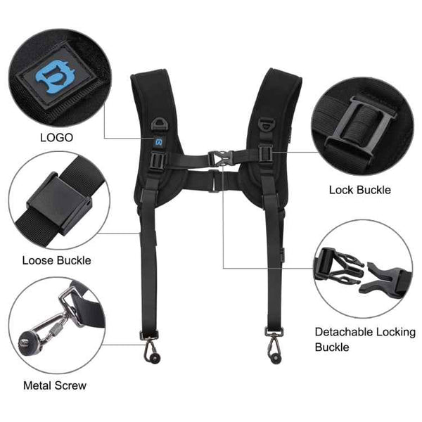 PULUZ Quick Release Double Shoulder Harness Soft Pad Decompression Foam Strap Belt for DSLR Digital Cameras, Double Shoulder