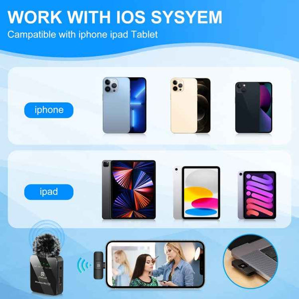 PULUZ Wireless Lavalier Microphone for iPhone / iPad, 8-Pin Receiver (Black)