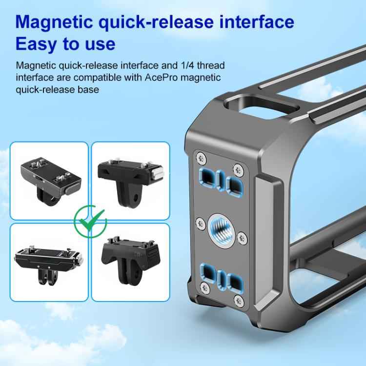 For Insta360 X4 PULUZ Aluminum Alloy Protective Cage Rig Expand Cold Shoe Housing Frame