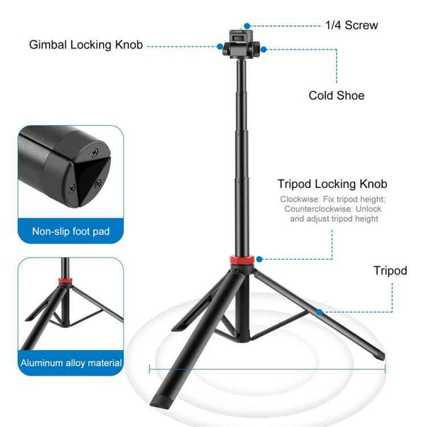 PULUZ 2m 8-section Aluminum Alloy Broadcast Fill Light Bracket Telescopic Tripod