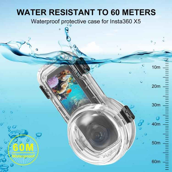 For Insta360 X5 PULUZ Quick Release 60m Waterproof Sealed Diving Case, Quick Release Diving Case