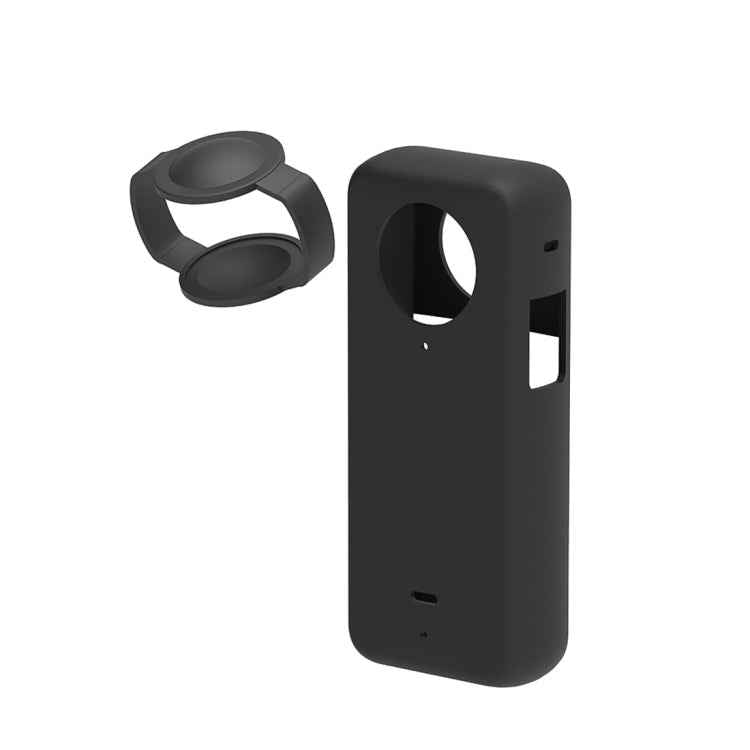 For Insta360 X3 PULUZ Silicone Protective Case with Lens Cover(Black)