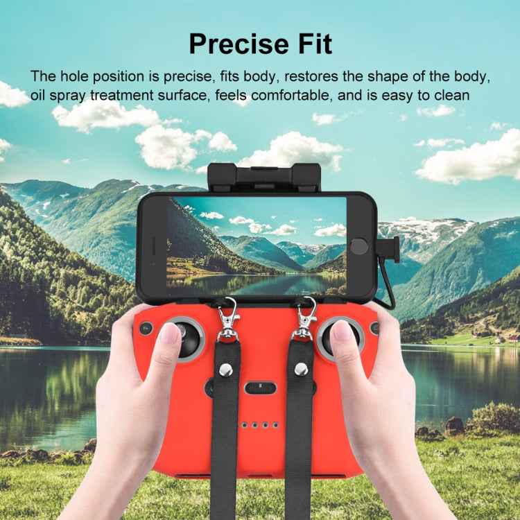 PULUZ Shockproof Anti-scratch Silicone Case with Neck Strap For DJI Neo / Mini 3 / 3 Pro / Mavic 3 / Air 2S / Mini 2 RC-N2 / RC-N1 / RC-N3 Remote Control(Red)