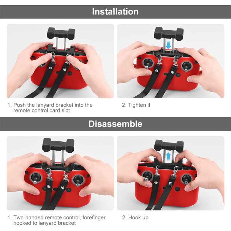 PULUZ Shockproof Anti-scratch Silicone Case with Neck Strap For DJI Neo / Mini 3 / 3 Pro / Mavic 3 / Air 2S / Mini 2 RC-N2 / RC-N1 / RC-N3 Remote Control(Red)