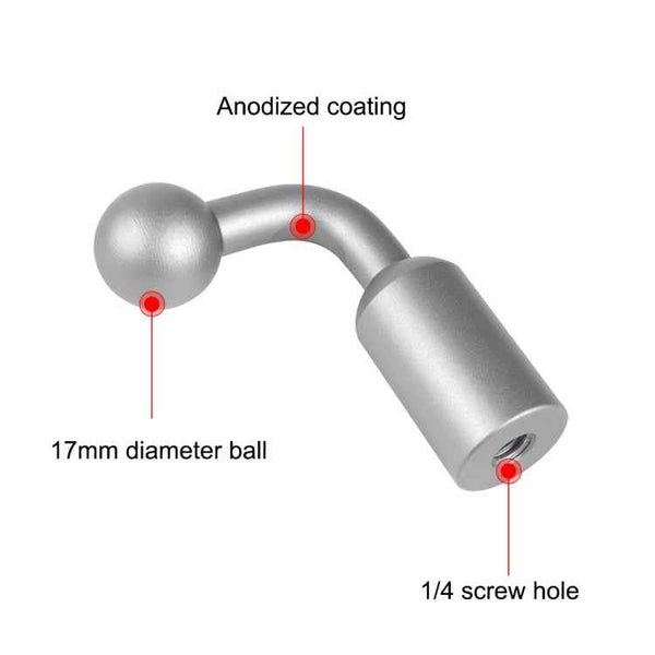 PULUZ Aluminum Alloy 17mm Ball Head Bracket Base Adapter (Silver)