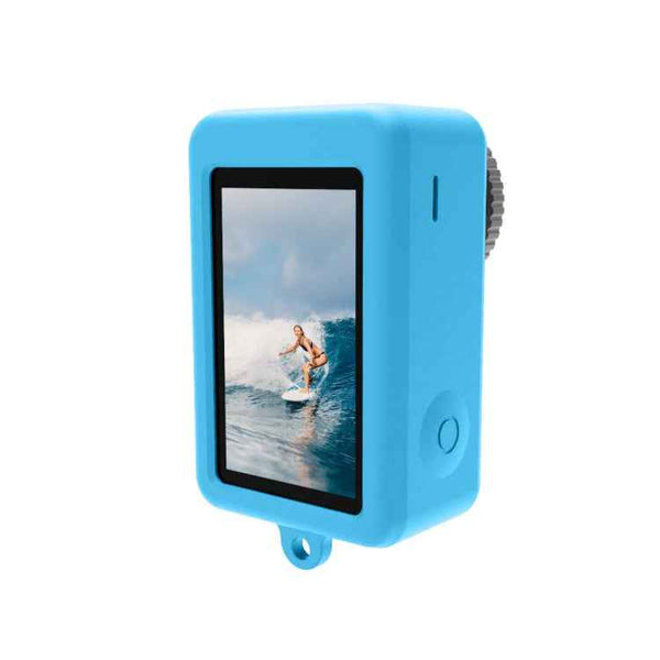 For DJI Osmo Action 4 / 3 PULUZ Silicone Protective Case with Lens Cap (Blue)