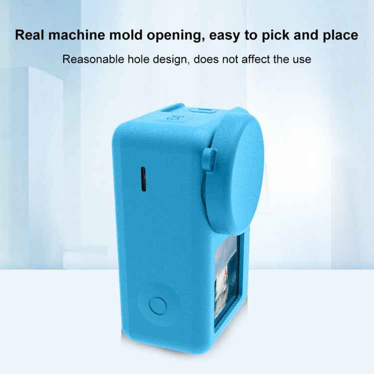 For DJI Osmo Action 4 / 3 PULUZ Silicone Protective Case with Lens Cap (Blue)