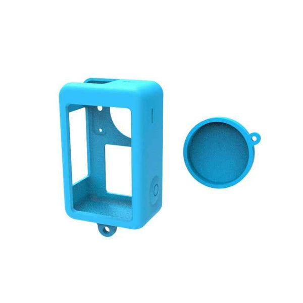 For DJI Osmo Action 4 / 3 PULUZ Silicone Protective Case with Lens Cap (Blue)