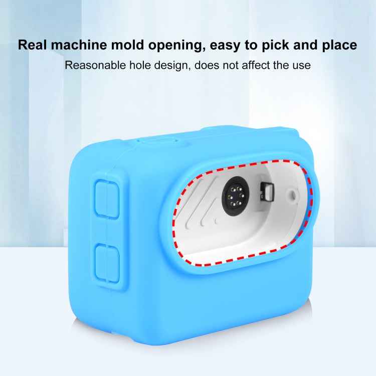 For Insta360 GO 3 PULUZ Camera Charging Case Silicone Case with Lens Cap & Strap, Silicone Case with Lens Cap(Blue)