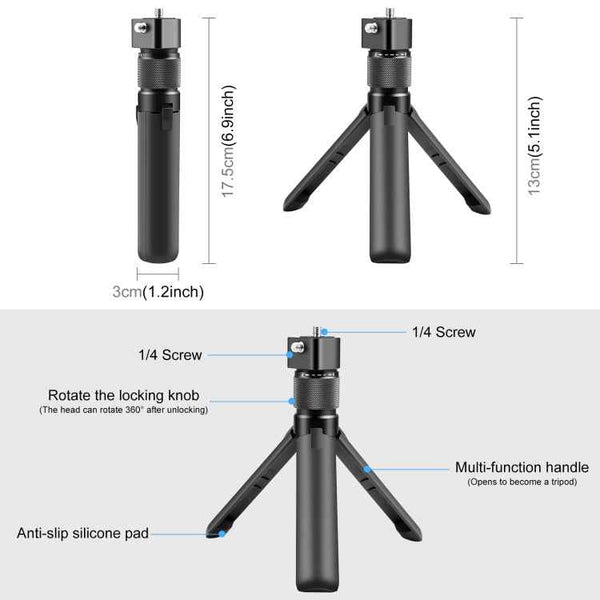For Insta360 X3 / X4 PULUZ Rotary Handle Desktop Tripod Stand 110cm Selfie Stick Monopod (Black)