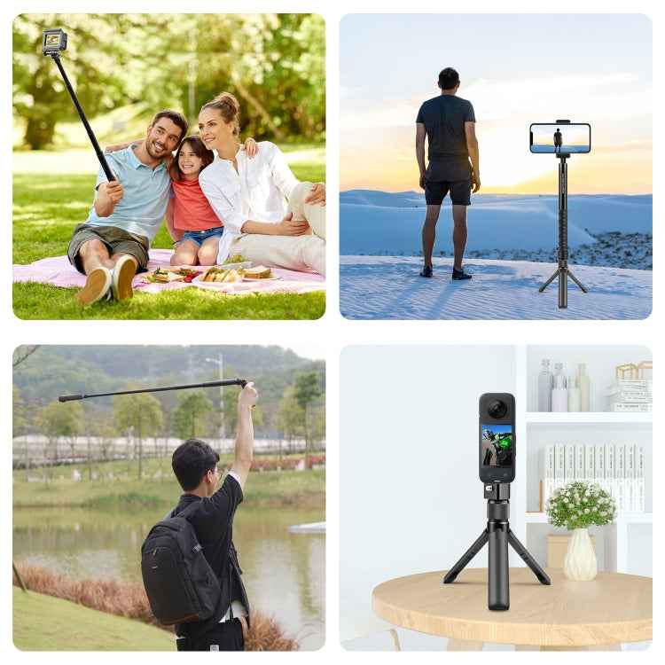 For Insta360 X3 / X4 PULUZ Rotary Handle Desktop Tripod Stand 110cm Selfie Stick Monopod (Black)